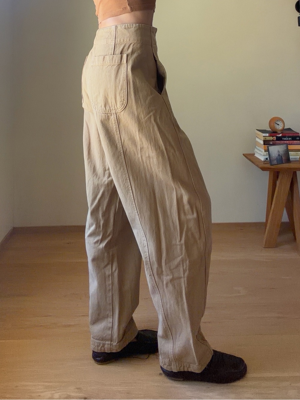 High-Rise Wide-Leg Pants in Light Tan - Picture 6 of 15